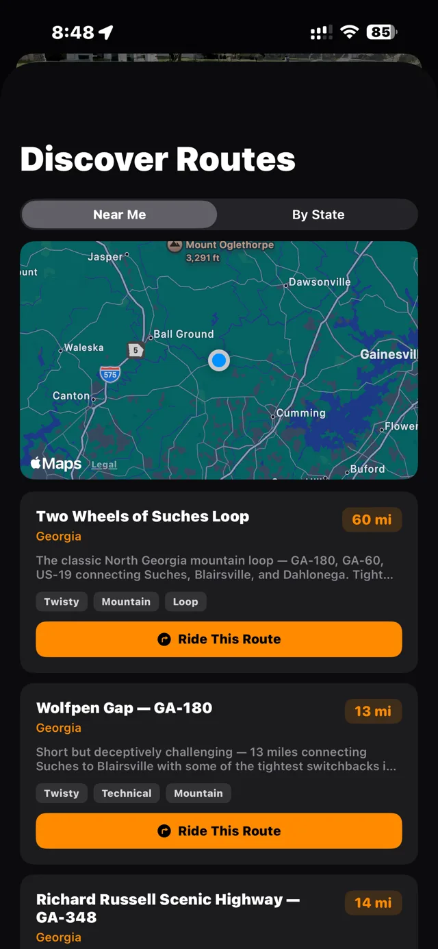 Discover Routes: curated rides on the map