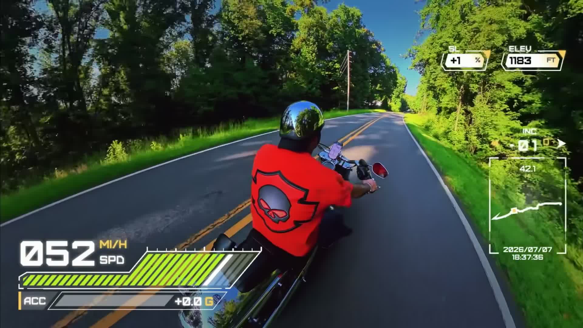 A rider on a North Georgia backroad